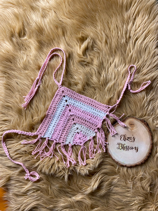 Pink Gradient Halter Crochet Top