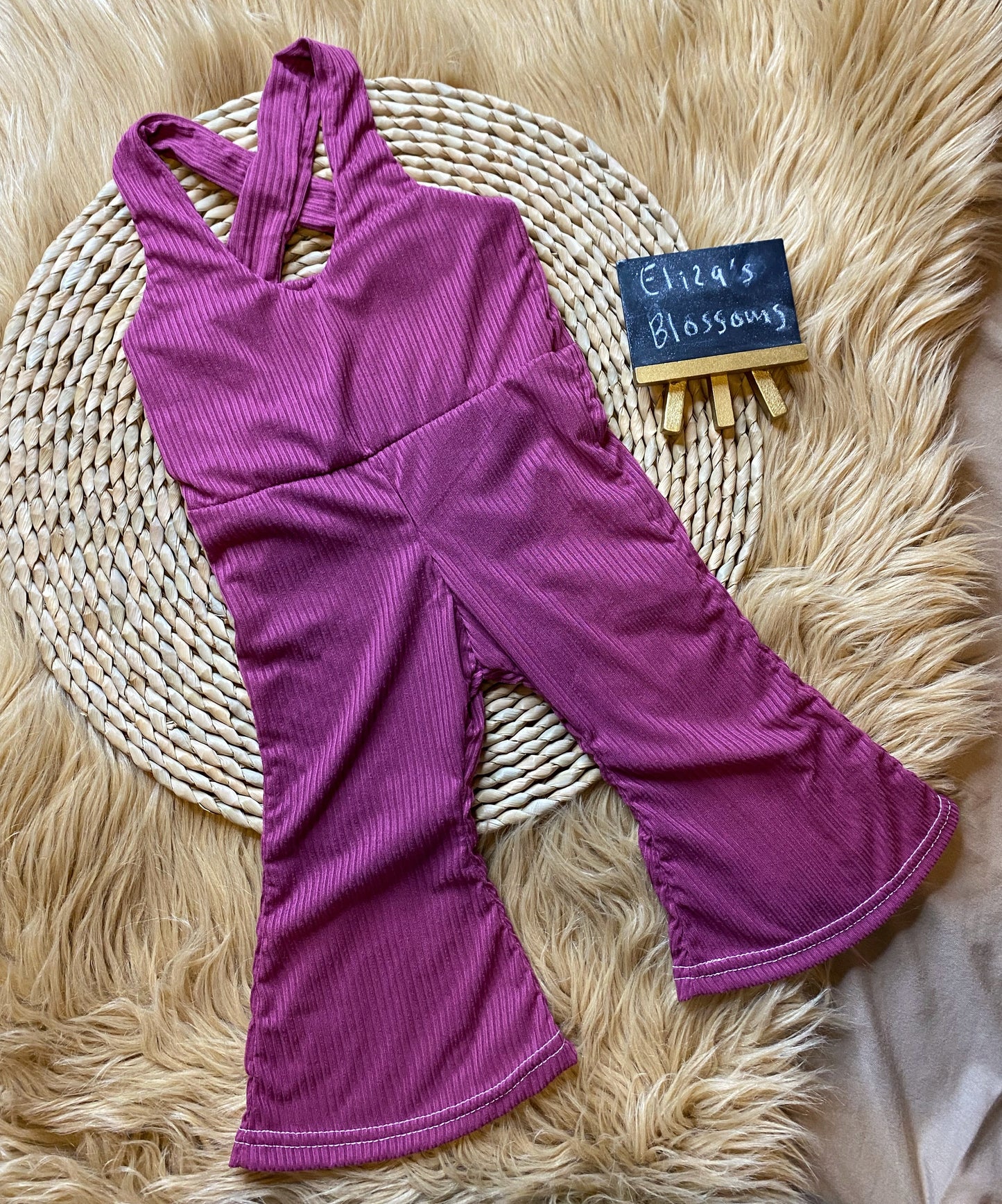 Solid Color Flare Overalls