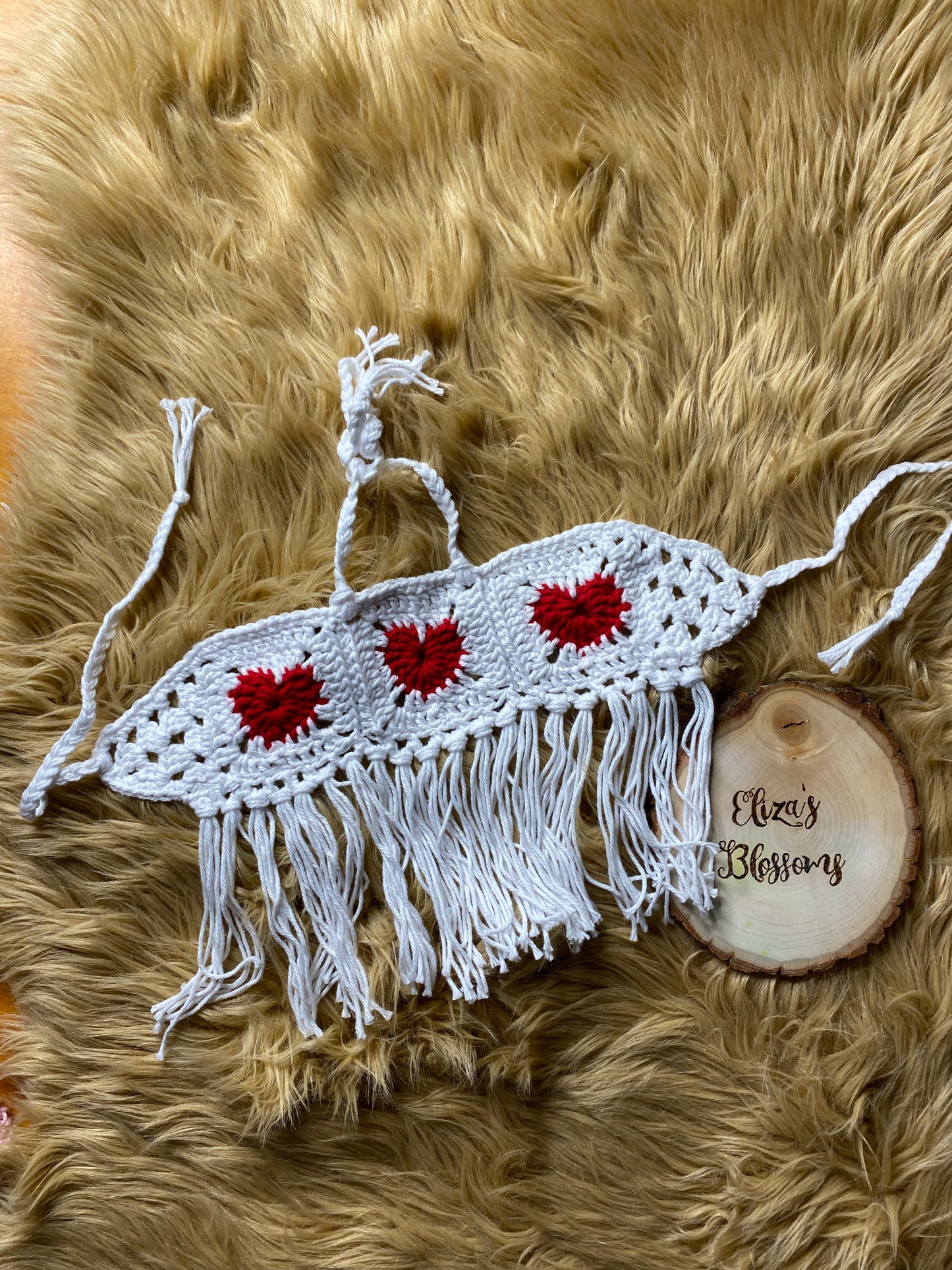 Red Hearts Crochet Top